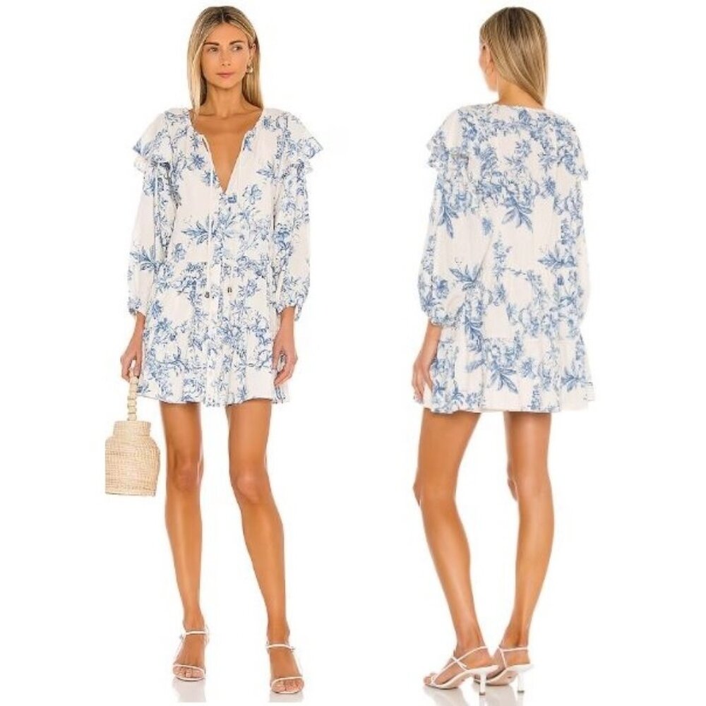 Free People Blue and White Floral Mini Dress